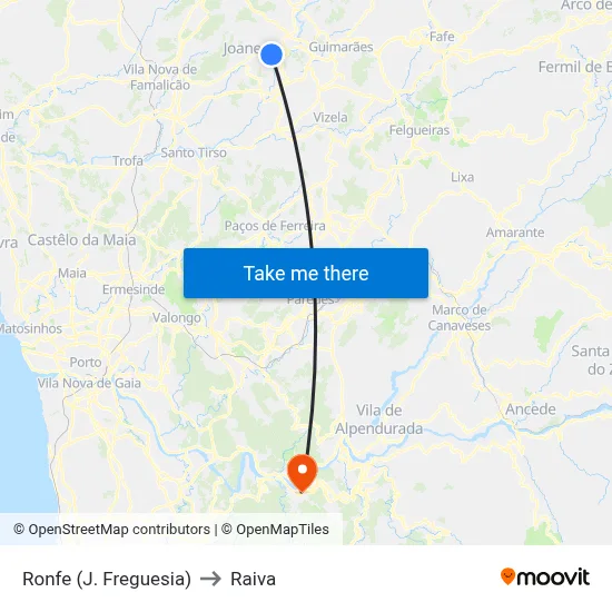 Ronfe (J. Freguesia) to Raiva map