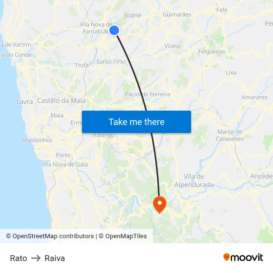 Rato to Raiva map