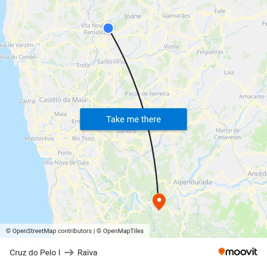 Cruz do Pelo I to Raiva map