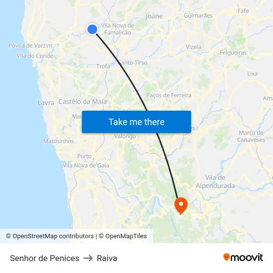 Senhor de Penices to Raiva map