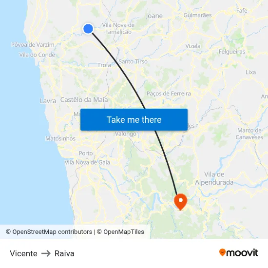 Vicente to Raiva map