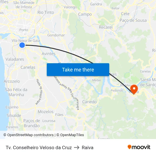 Tv. Conselheiro Veloso da Cruz to Raiva map