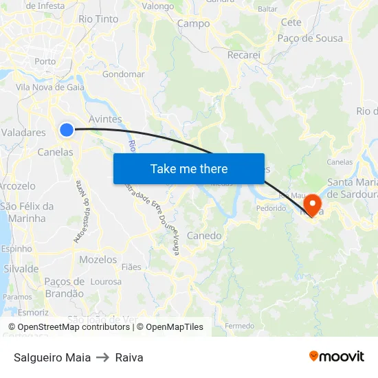 Salgueiro Maia to Raiva map