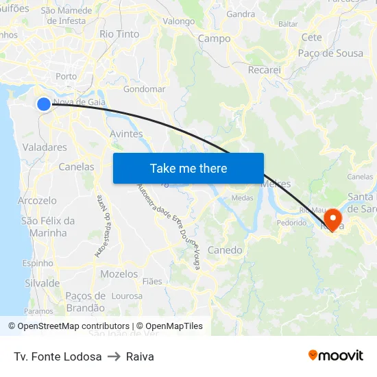 Tv. Fonte Lodosa to Raiva map