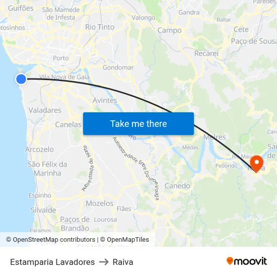 Estamparia Lavadores to Raiva map