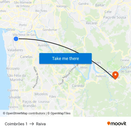Coimbrões 1 to Raiva map