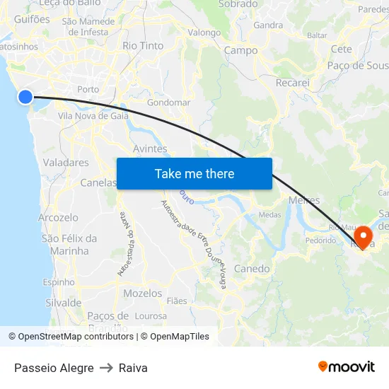 Passeio Alegre to Raiva map