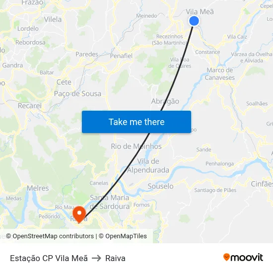 Estação CP Vila Meã to Raiva map