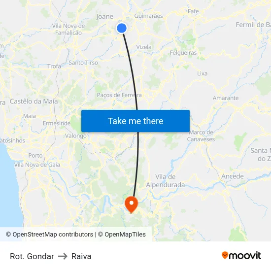 Rot. Gondar to Raiva map
