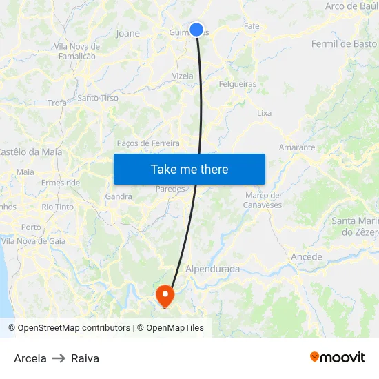 Arcela to Raiva map