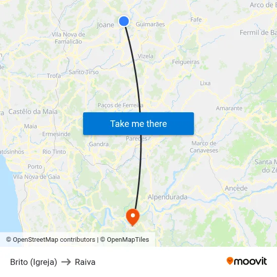 Brito (Igreja) to Raiva map