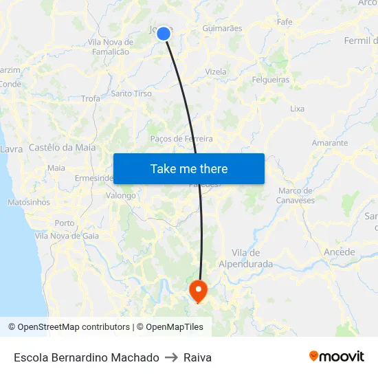 Escola Bernardino Machado to Raiva map