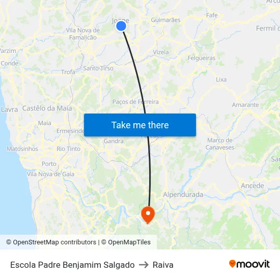 Escola Padre Benjamim Salgado to Raiva map