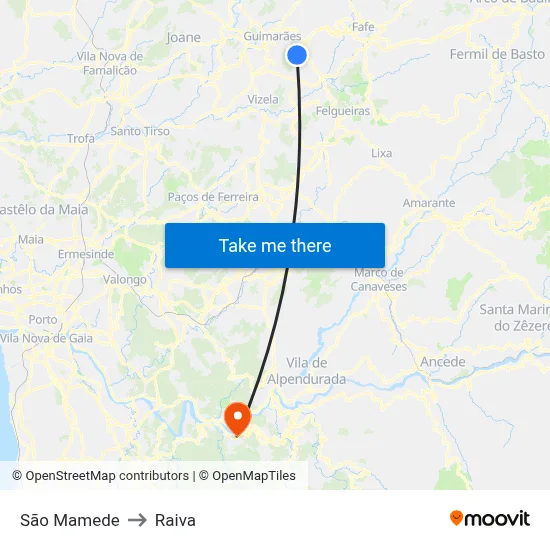 São Mamede to Raiva map