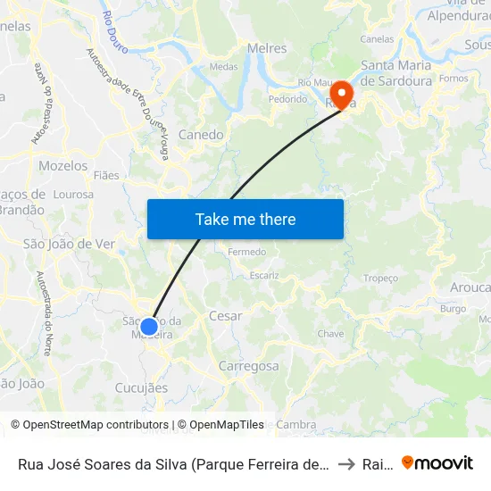 Rua José Soares da Silva (Parque Ferreira de Castro) to Raiva map