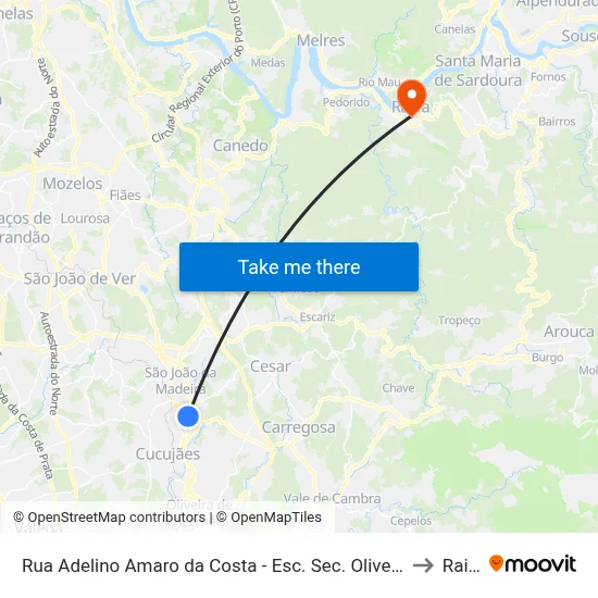 Rua Adelino Amaro da Costa - Esc. Sec. Oliveira Júnior to Raiva map