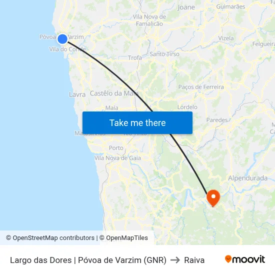 Largo das Dores | Póvoa de Varzim (GNR) to Raiva map