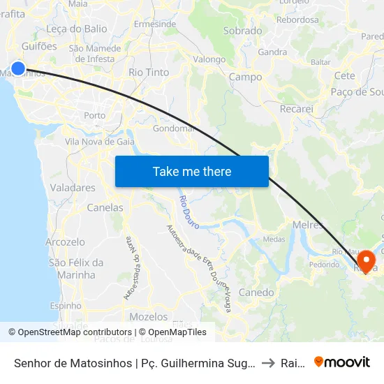 Senhor de Matosinhos | Pç. Guilhermina Suggia to Raiva map