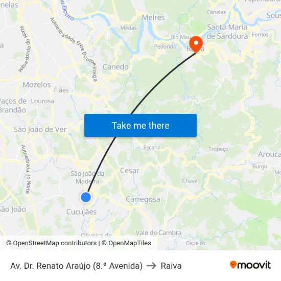 Av. Dr. Renato Araújo (8.ª Avenida) to Raiva map