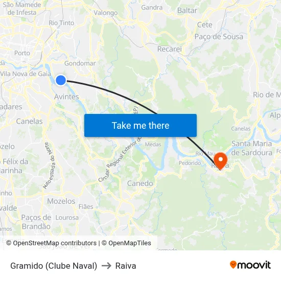 Gramido (Clube Naval) to Raiva map
