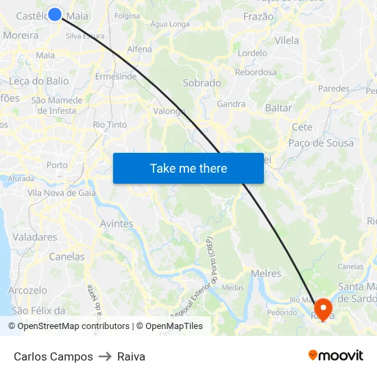 Carlos Campos to Raiva map
