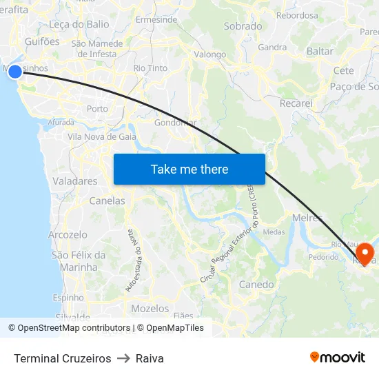 Terminal Cruzeiros to Raiva map
