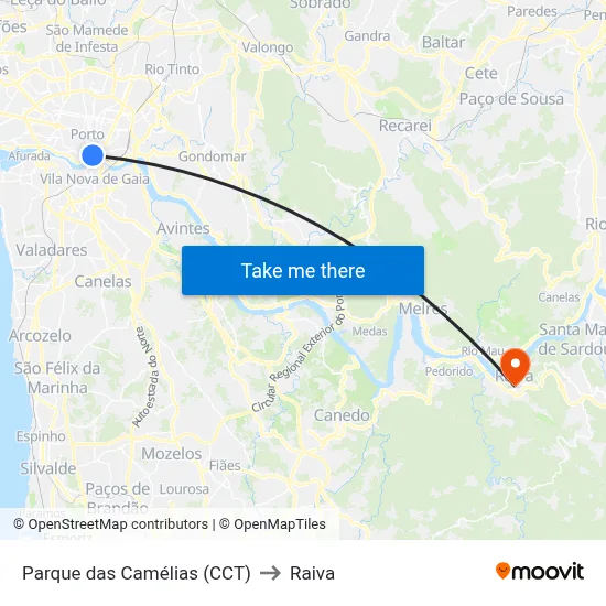 Parque das Camélias (CCT) to Raiva map