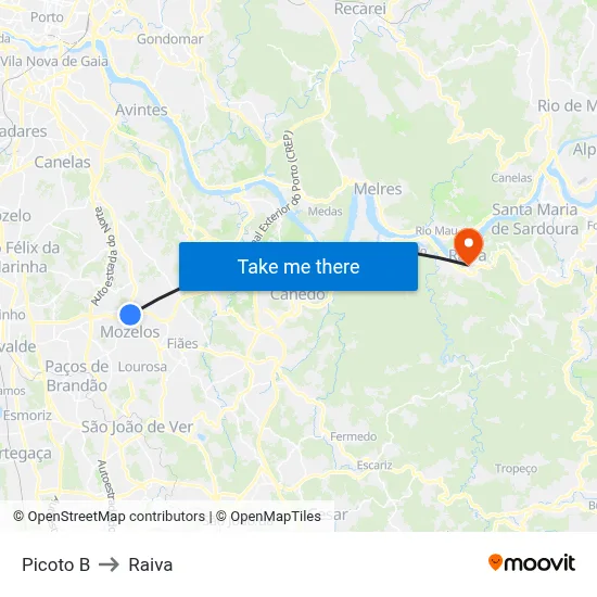 Picoto B to Raiva map