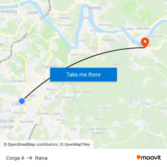 Corga A to Raiva map