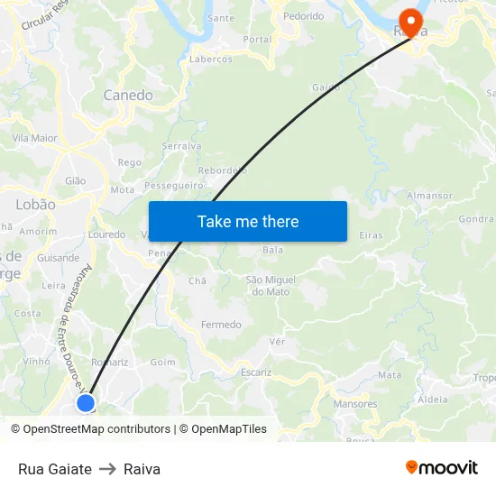 Rua Gaiate to Raiva map
