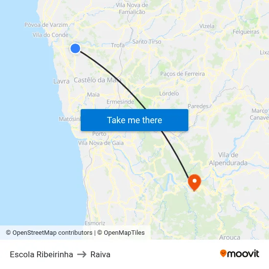 Escola Ribeirinha to Raiva map