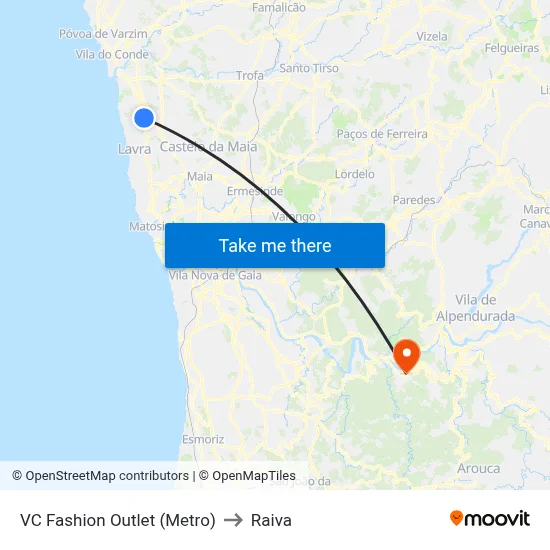 VC Fashion Outlet (Metro) to Raiva map