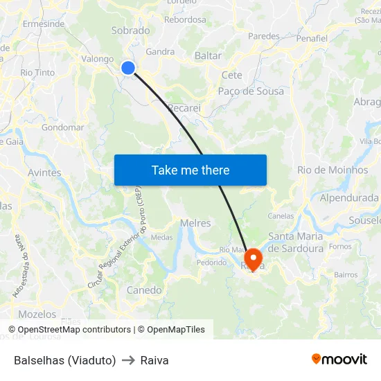 Balselhas (Viaduto) to Raiva map