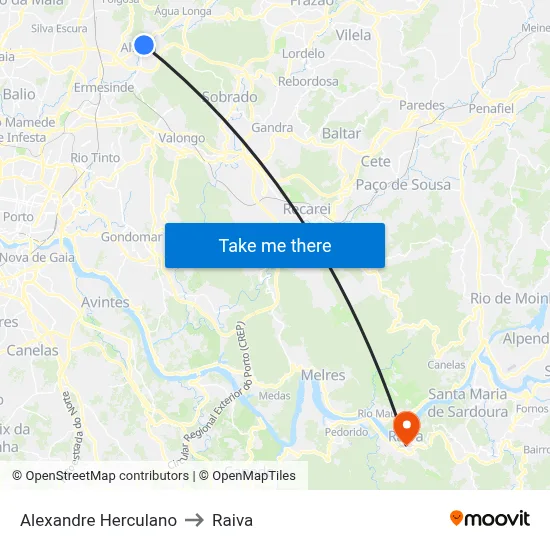 Alexandre Herculano to Raiva map