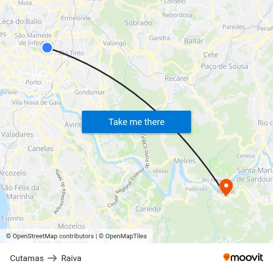 Cutamas to Raiva map