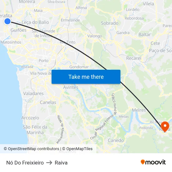 Nó Do Freixieiro to Raiva map