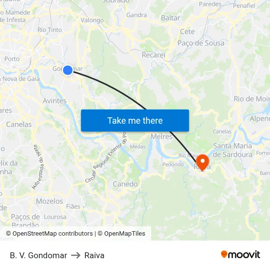 B. V. Gondomar to Raiva map