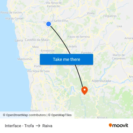 Interface - Trofa to Raiva map