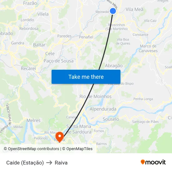 Caíde (Estação) to Raiva map