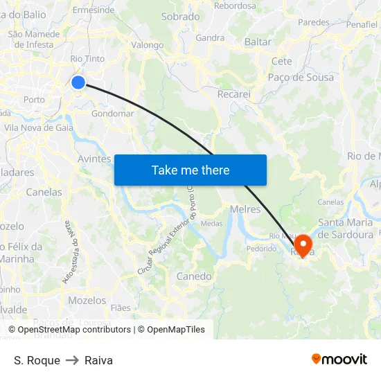 S. Roque to Raiva map