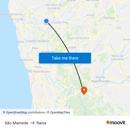São Mamede to Raiva map