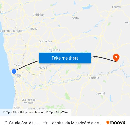 C. Saúde Sra. da Hora to Hospital da Misericórdia de Alijó map