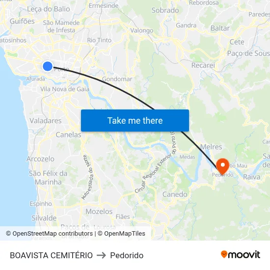 BOAVISTA CEMITÉRIO to Pedorido map