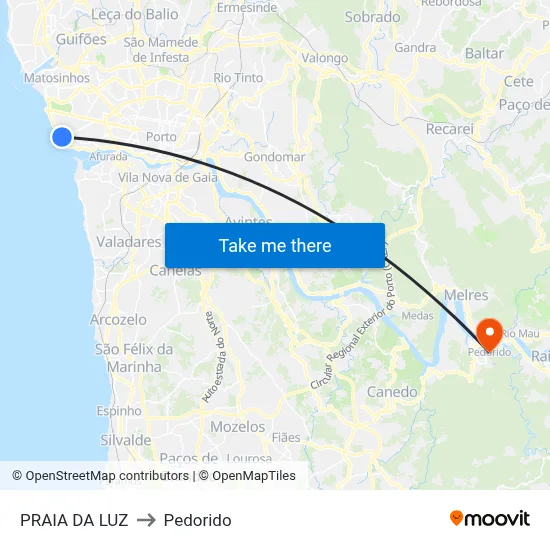 PRAIA DA LUZ to Pedorido map