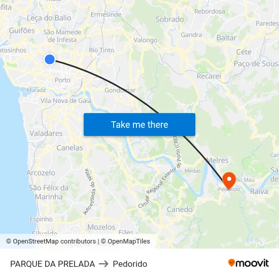 PARQUE DA PRELADA to Pedorido map