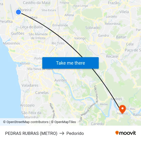 PEDRAS RUBRAS (METRO) to Pedorido map