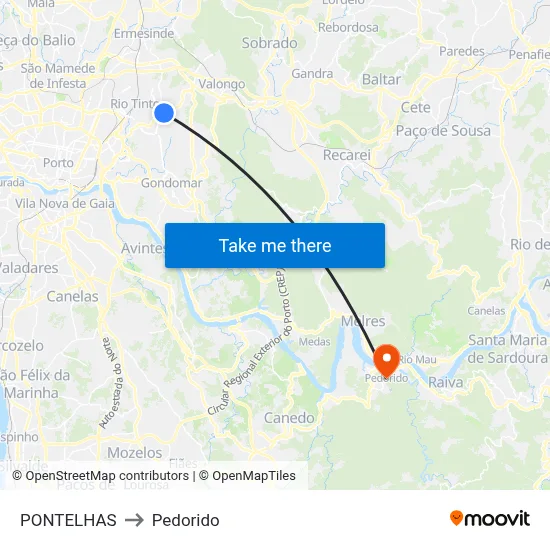 PONTELHAS to Pedorido map