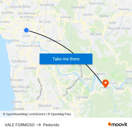 VALE FORMOSO to Pedorido map
