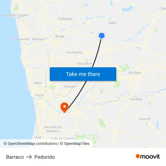 Barraco to Pedorido map