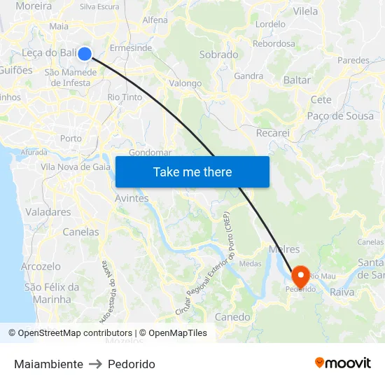 Maiambiente to Pedorido map
